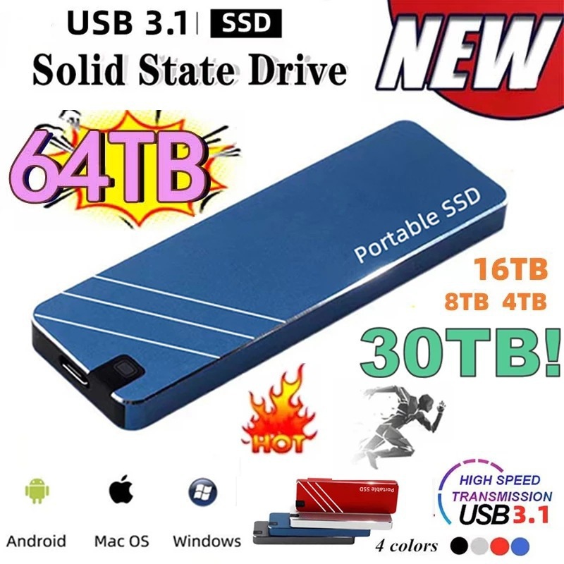 Cross-Border Foreign Trade Mobile Solid-State Drive Ssd500G-16Tb Brand New Upgraded Factory Direct Sales Fast Delivery Portable