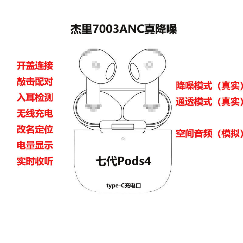 Huaqiangbei 第 4、5、7 世代 Air Jerry Zhongke Yuehu は、Apple pro2 ノイズリダクション Bluetooth ヘッドセットのクロスボーダーに適しています|undefined