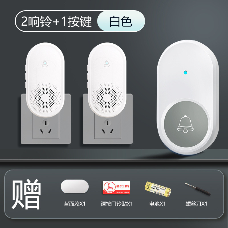 플러그인 모델丨오로라 화이트 [방수 버튼 1개 + 초인종 스피커 2개]