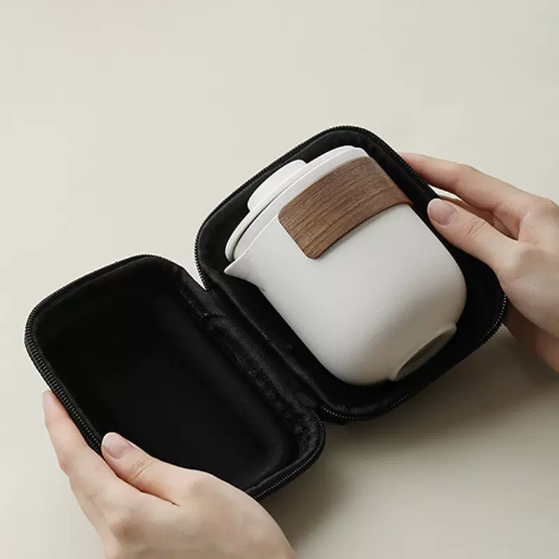 严选快客杯旅行茶具套装户外露营便携式功夫陶瓷一壶四杯公司礼品