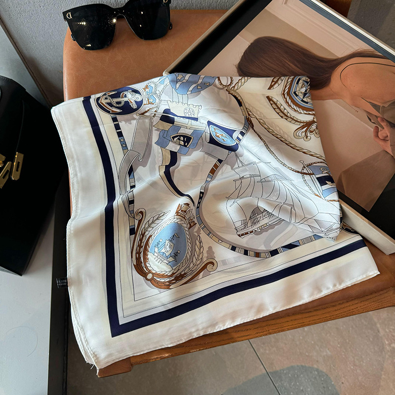 Bufandas de seda para mujeres 2025 primavera y otoño moda versátil temperamento minimalista 65cm bufandas de seda simuladas bufandas delgadas bufandas