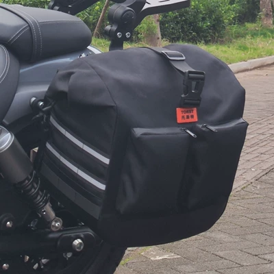 Suitable for Zongshen Rubik's Cube Motorcycle bumper - black-waterproof-canvas-double-bag-1-pair-of-security-brackets