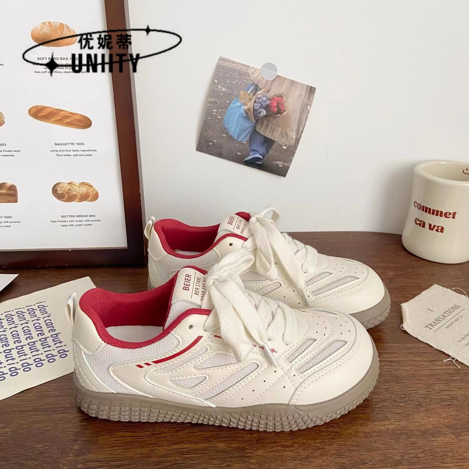 Zapatos de skate rosa de entrenamiento de doble red de mujer de verano nuevo chic nicho coreano transpirable Gump zapatos blancos