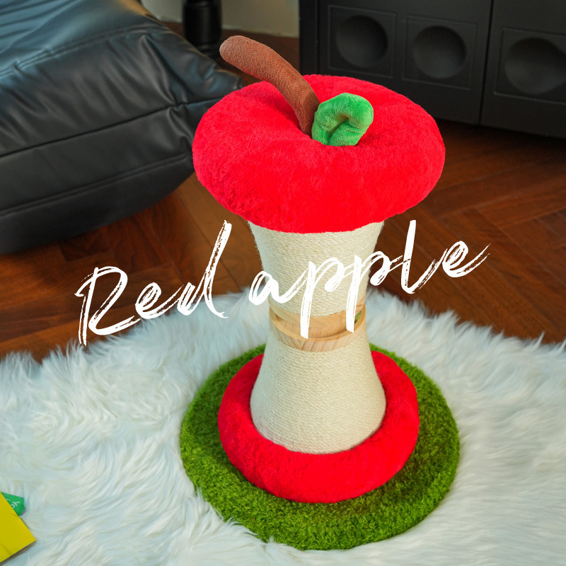 Cat scratching board, vertical cat scratching post, apple-shaped, small cat climbing frame, jumping platform, cat tree, space-saving design for home use, cat toy