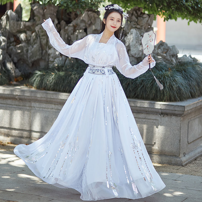 Large Size Women's Han Chinese Clothing Super Fairy Slimming Plump Girls Chest-high Dress Chinese Traditional Han Clothing Suit Ancient Costume