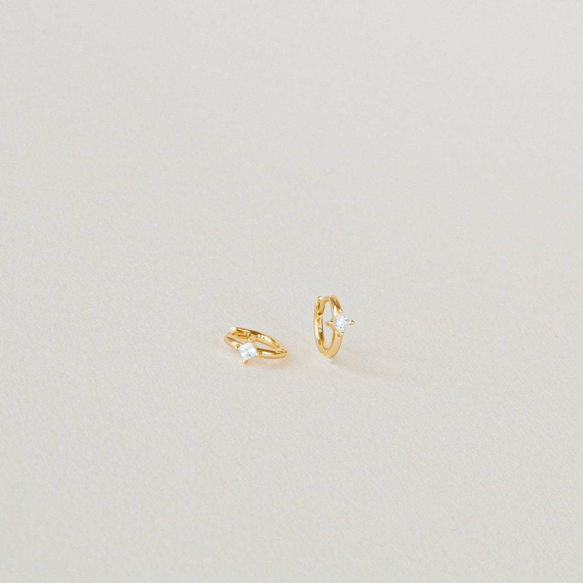 Copper Material Gold Plated Plating 1 Pair Simple Style Square Plating Inlay Copper Zircon Gold Plated Earrings