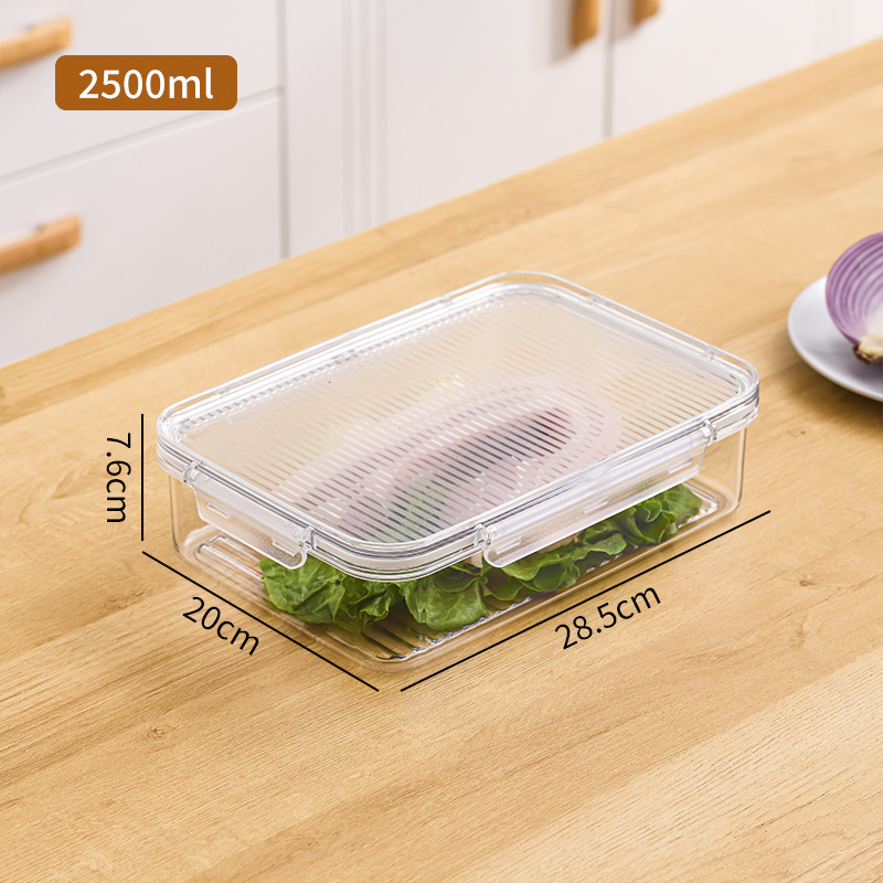 Caja de almacenamiento transparente PTE casera de cocina de frutas y verduras caja de almacenamiento y acabado de ingredientes congelados caja de preservación para refrigerador