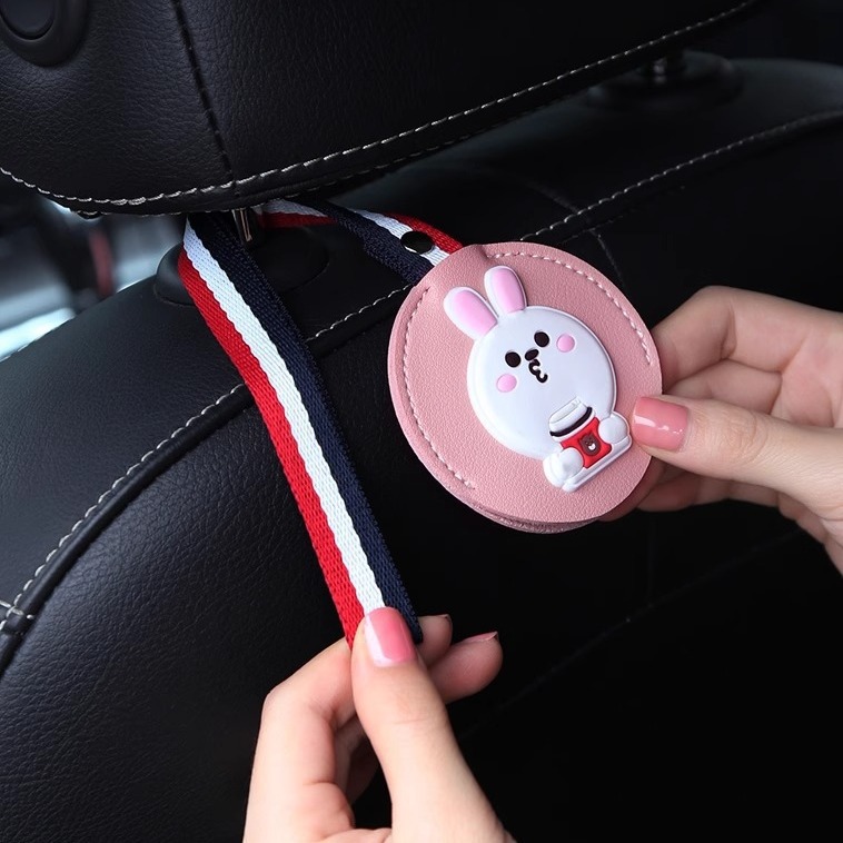 Gancho de coche, respaldo del asiento trasero del coche, gancho pequeño oculto multifuncional, accesorios de coche lindo de dibujos animados