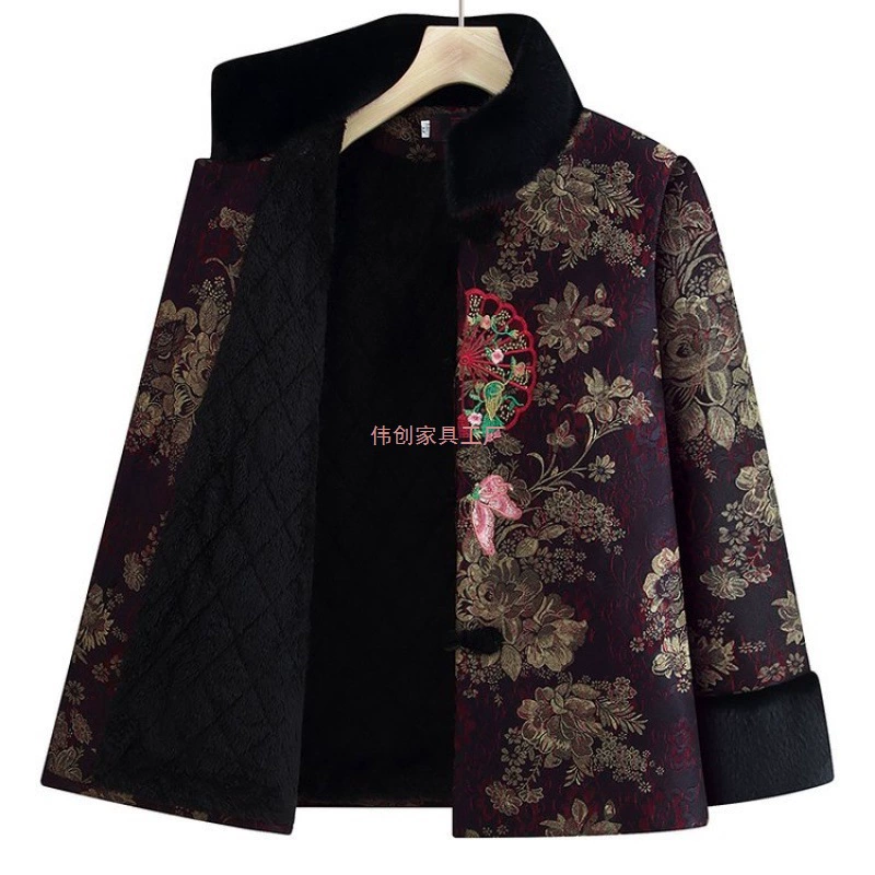 Winter fleece down jacket for mother, for middle age, increased thickness