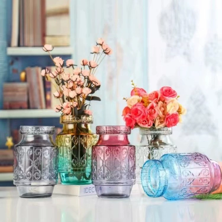 Мадрид тисненая винтажная Стеклянная Ваза Цветочная композиция Гидропонные цветы Гостиная Кабинет цветочные украшения