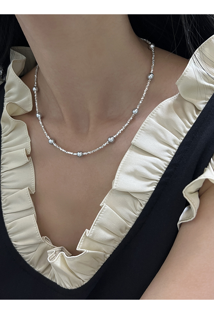 Künstlicher Kristall Künstliche Perle Sterling Silber Elegant Einfacher Stil Perlen Geometrisch Halskette display picture 6