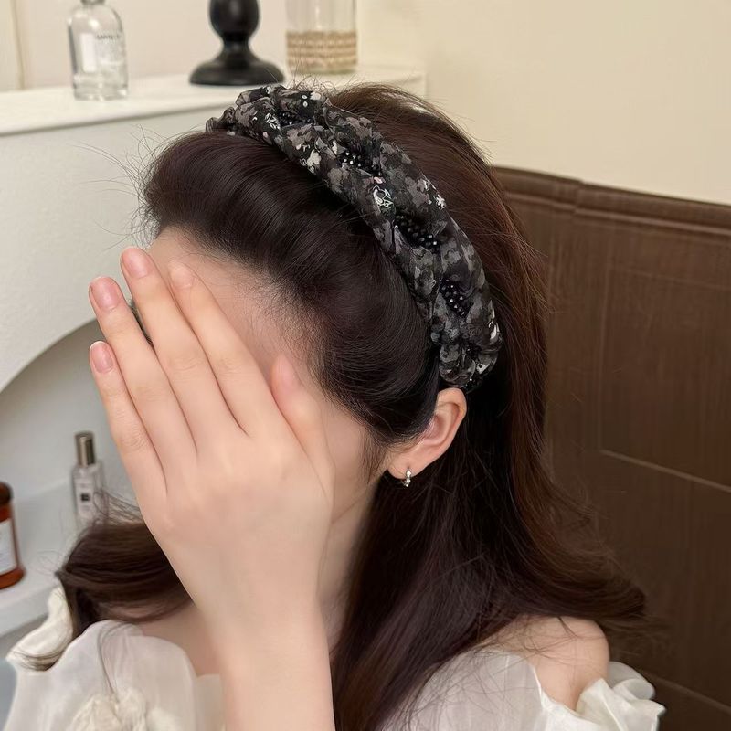 2025新品炫彩小花法式发箍网红款麻花编小碎花精致网红头箍|undefined
