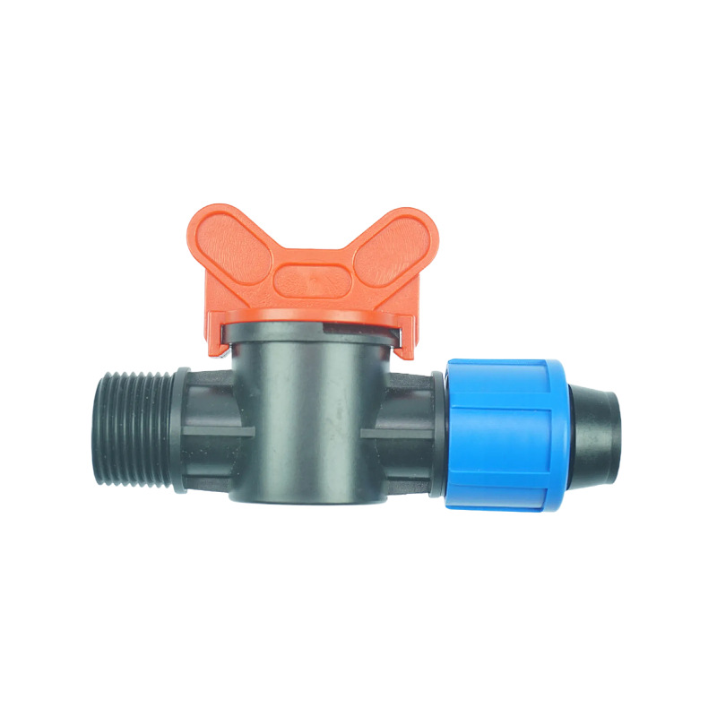 Gran diámetro 25PE tubo de bloqueo de 6 puntos válvula de diente externo anti-caída invernadero accesorios de tubería de micro-spray irrigación por goteo interruptor de spray