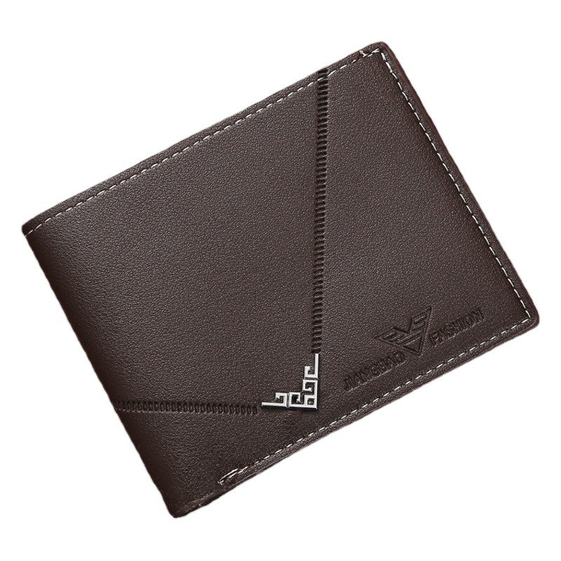 New Men's Wallet, Men's Short Wallet, Young Men's Simple and Fashionable Multi-Card Slot Plain Horizontal and Vertical Embossed Wallet
