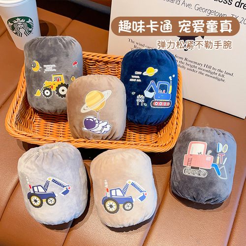  Autumn/Winter Kids' Unisex Anti-Oil Sleeves with Cartoon Excavator, Crane, and Astronaut Designs, High Elasticity
