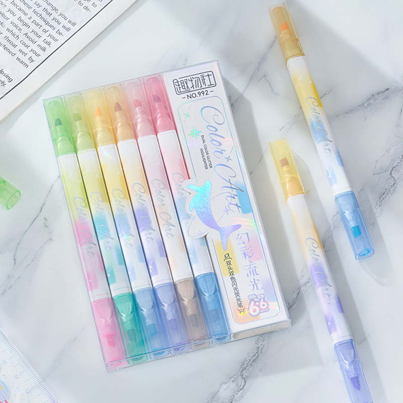 Resaltador de color de alto valor, cabeza redonda, cabeza oblicua, negrita, bolígrafo de marcado clave para estudiantes de gran capacidad, bolígrafo de cuenta manual, regalo