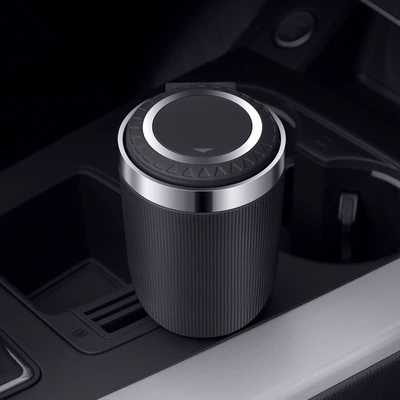 Car ashtray creative multi-functional automatic men's car artifact with lid personalized car interior supplies (Car ashtray) - black