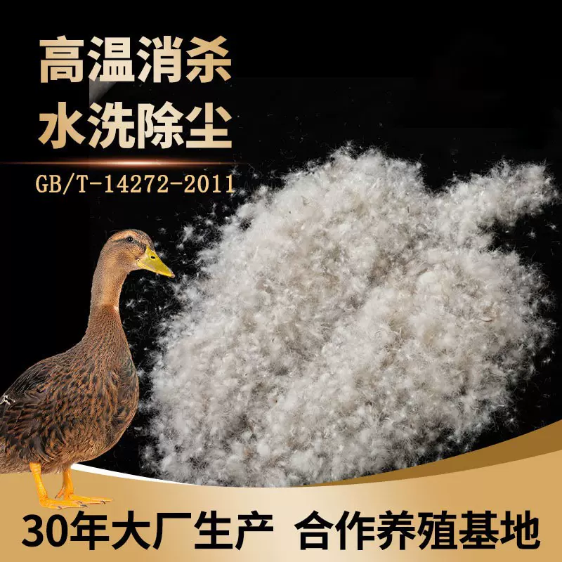 国标水洗95灰鸭绒高蓬松度厂家直销优质大朵衣物被子填充物批发