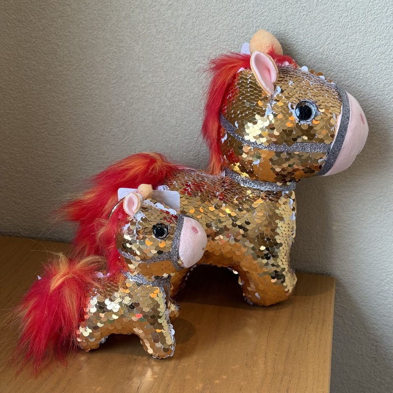 本物のスパンコールポニーぬいぐるみペンダント馬年マスコット人形シミュレーション動物キーホルダー人形ギフト|undefined