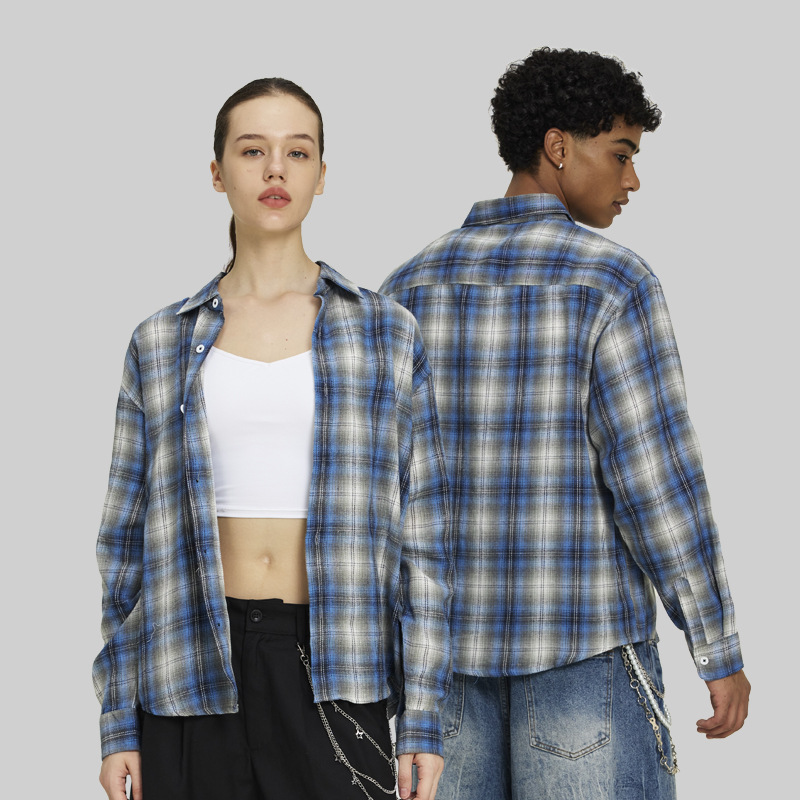 ETAI ropa de hombre primavera y otoño camisa de manga larga a cuadros marca de moda juvenil ropa casual americana ancha de hombro delgada chaqueta