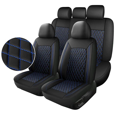 Seat cushion, seat cover, leather universal car seat cover - blue-2-piece-set-single-seat