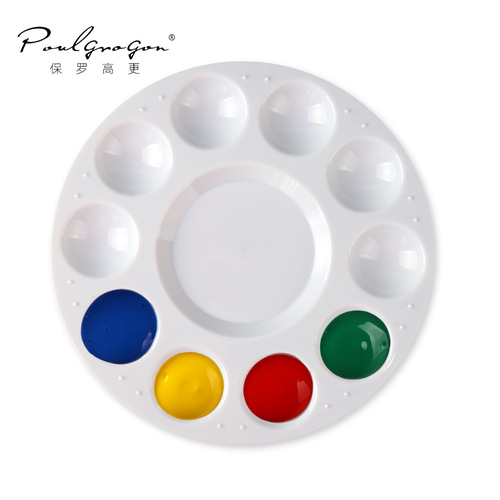 Cross-border children 10-hole plastic round color palette watercolor acrylic oil painting kindergarten painting art supply palette