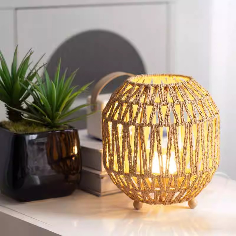 Lámpara de cuerda de papel personalizada mano trenzada lámpara de viento candelabro dormitorio lámpara de estudio decoración decoración atmósfera lámpara de candelabro