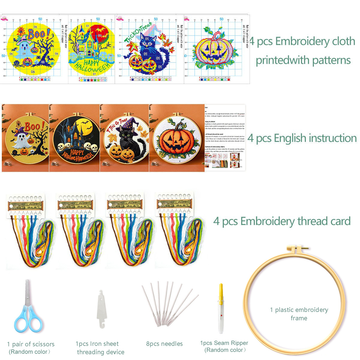 Explosivos transfronterizos limitados Halloween estilo gótico lindo estilo transfronterizo inglés bricolaje punto de cruz introducción
