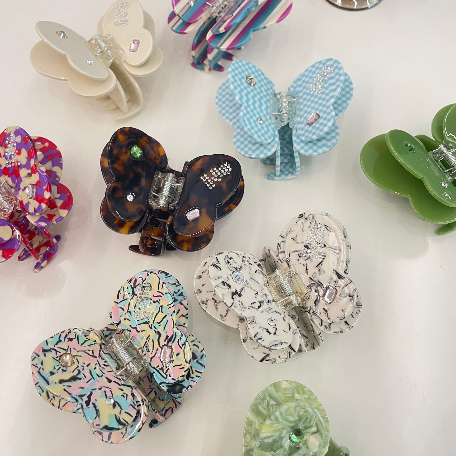 Small sweet potato same style gem acetate grip temperament butterfly hairpin sense hairpin elegant shark clip hair accessories