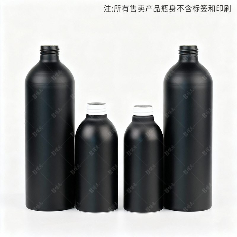 30ML 1000ML spray aluminio botella de emulsión negra mate botella de embalaje cosmético anti-luz aceite esencial perfume de aluminio puro al aire libre