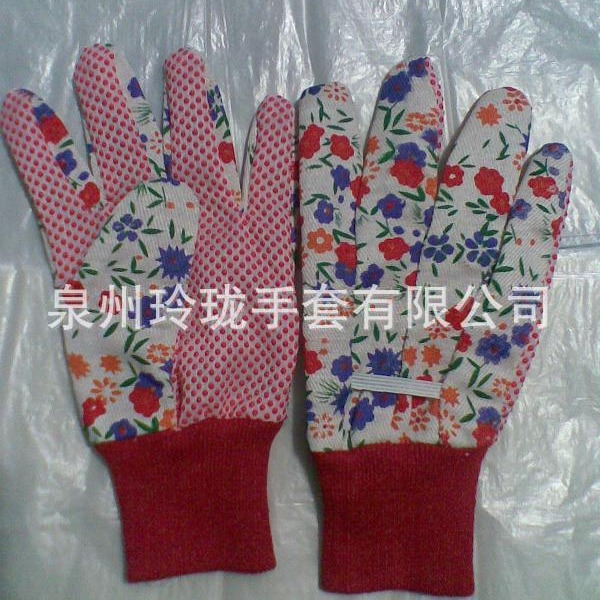 生产供应LL03有印花防滑防割花园点塑手套