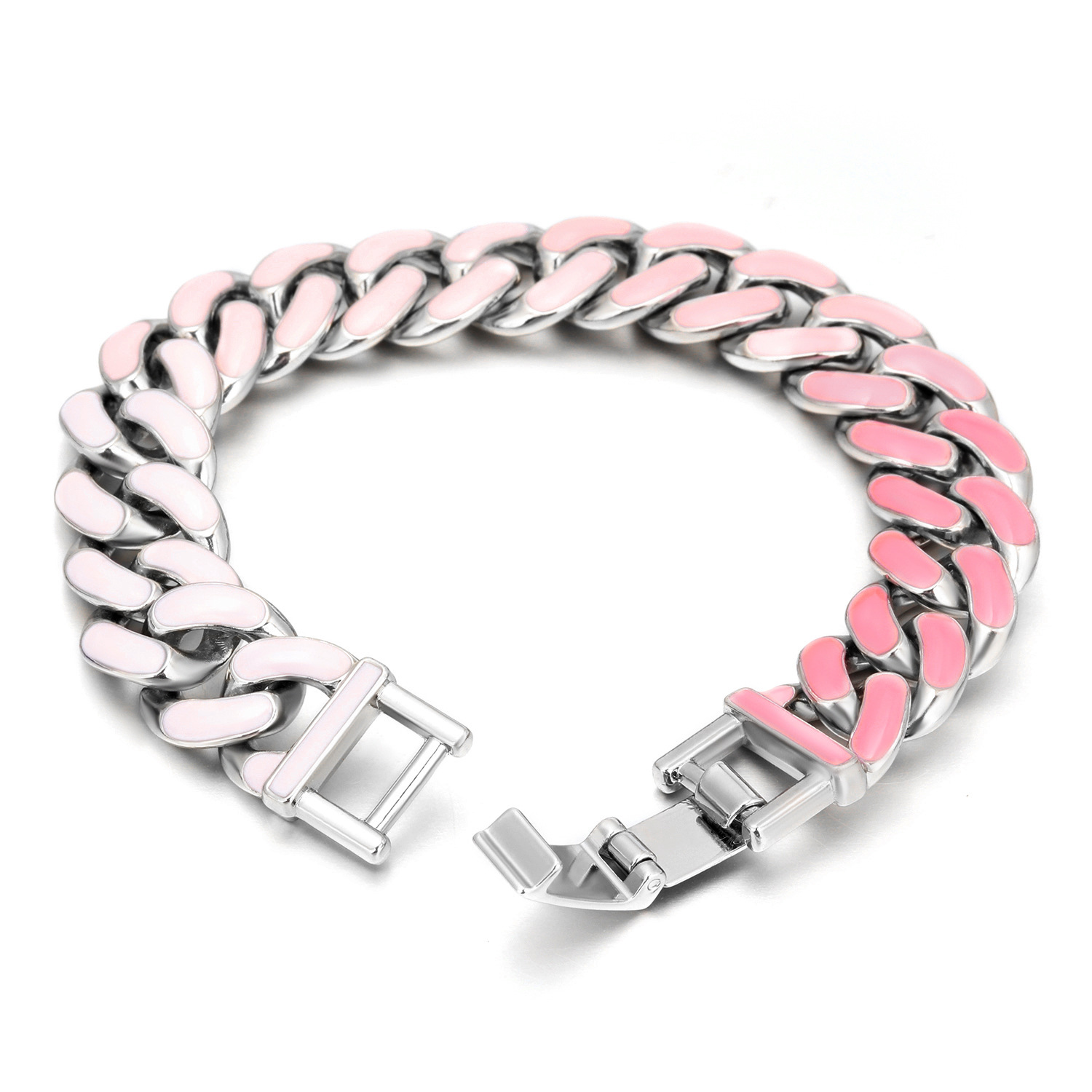 Pulseira de elo cubano masculina em aço inoxidável_voghion.com