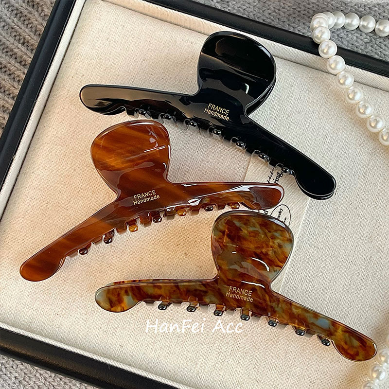 Acetic Acid Grab Clip High-grade Sense Large Hair Clip Simple Design Sense High-end Shark Clip Hair Accessories with Less Hair Volume