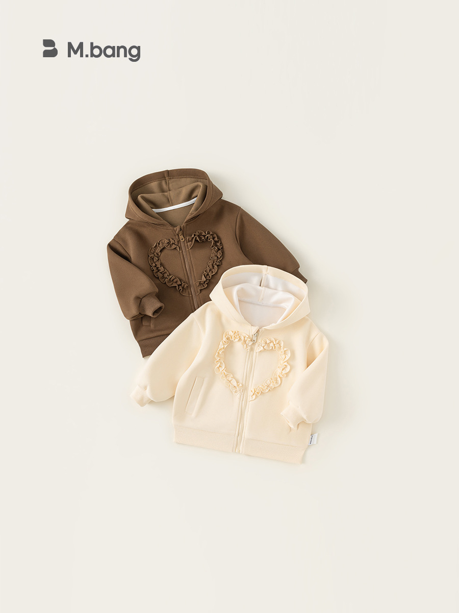 Youbao ropa para niños chaqueta de otoño para niñas 2025 nuevo suéter con cremallera con capucha de amor de encaje para niños QY24056