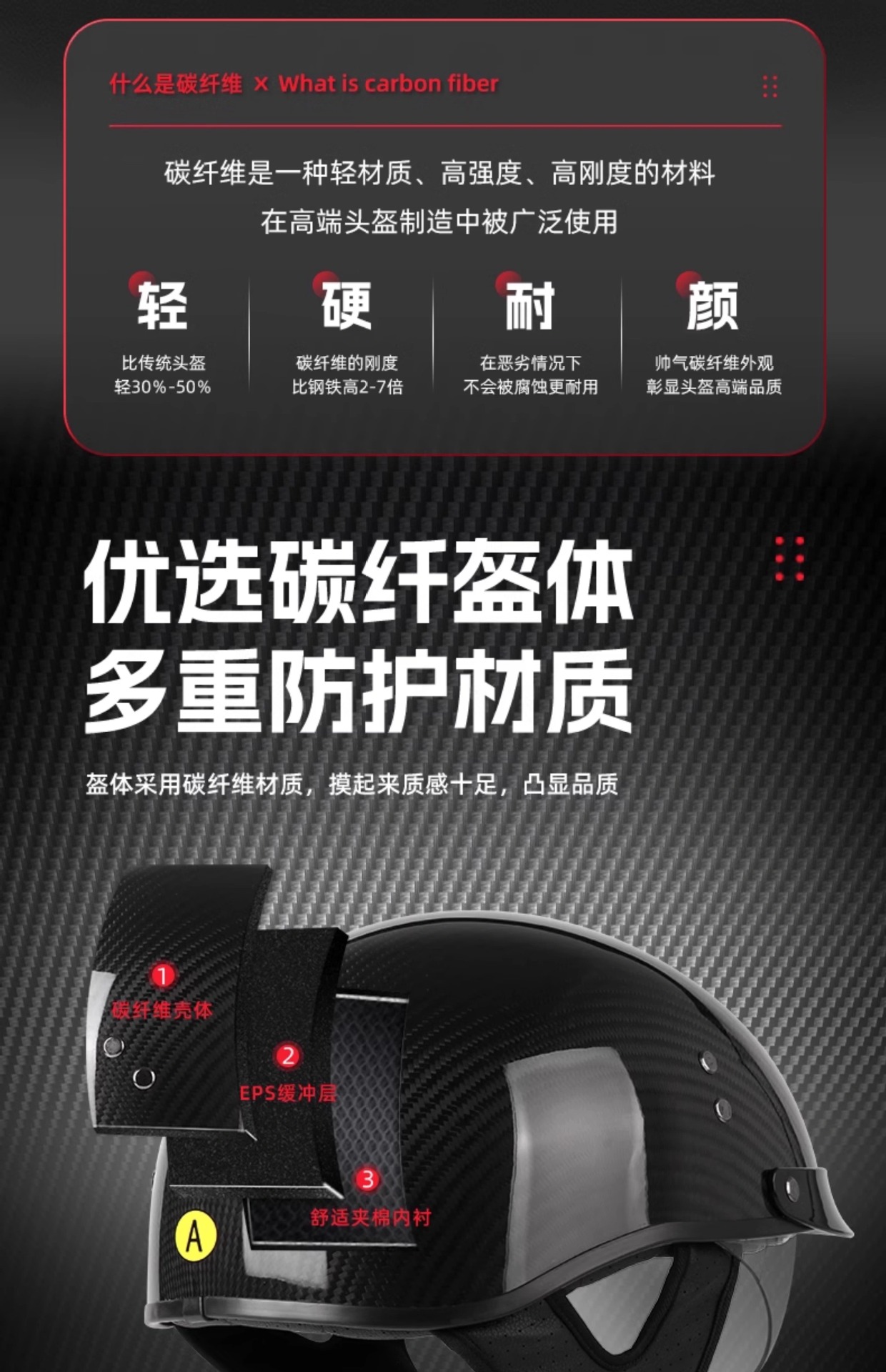 Carbon fiber half helmet motorcycle helmet retro 3C certified men's summer helmet for motorcycles, motorbikes, electric vehicles, women's all-season helmet