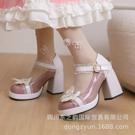 Women's sweet Lolita patent leather buckle cute bow Mary Janes shoes Japanese princess role play