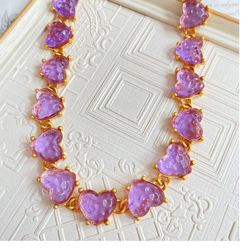 Retro Heart Shape Alloy Glass Inlay Artificial Gemstones Womenu0027S Bracelets Earrings Necklace