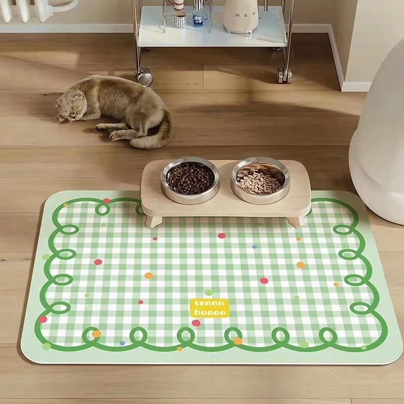 ペット、猫、犬用のクロスボーダー珪藻泥プレースマット、ペットボウル、汚れ防止、飛沫防止、漏れ防止、汚れ防止、お手入れが簡単なフロアマット|undefined