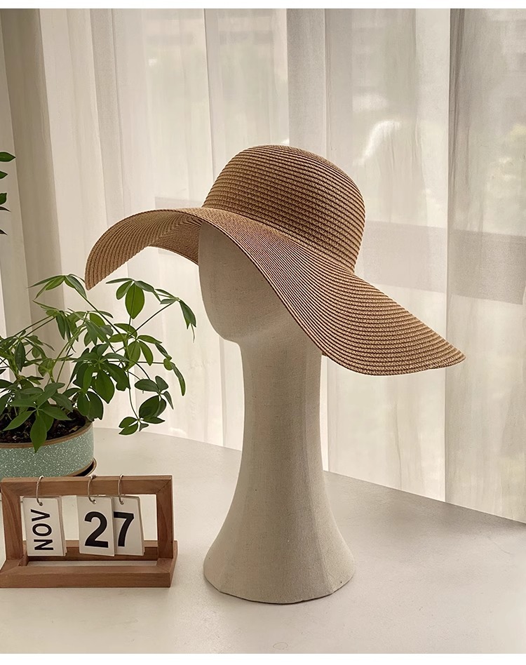 Women's Wide Brim Straw Hat Foldable Beach Sun Hat For Vacation_voghion.com