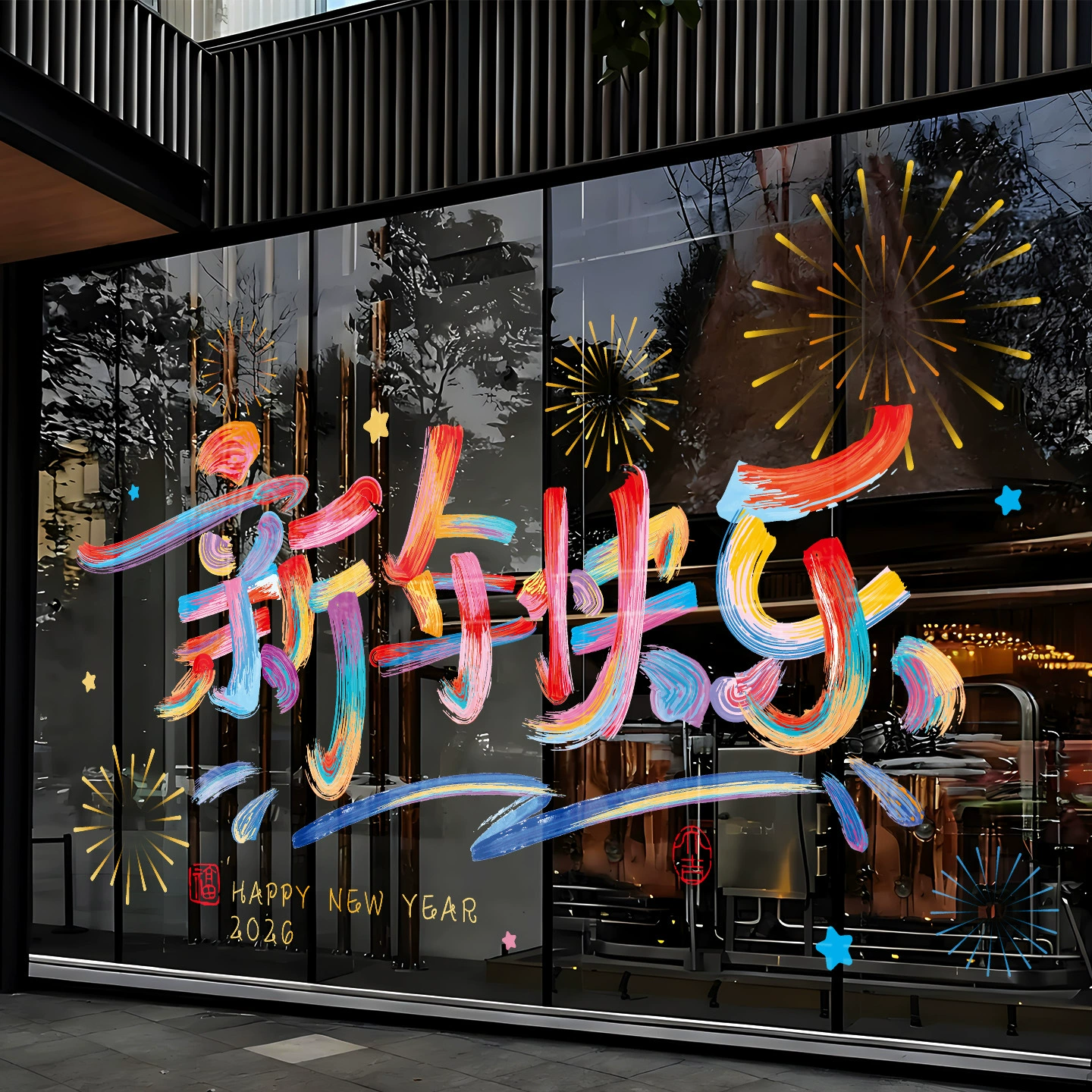 2025 Новый год окна вырезки из бумаги благословения стеклянная наклейка Новый год