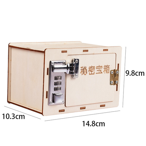 Mechanical wooden safe diy password box technology small production children's wooden puzzle technology educational toys