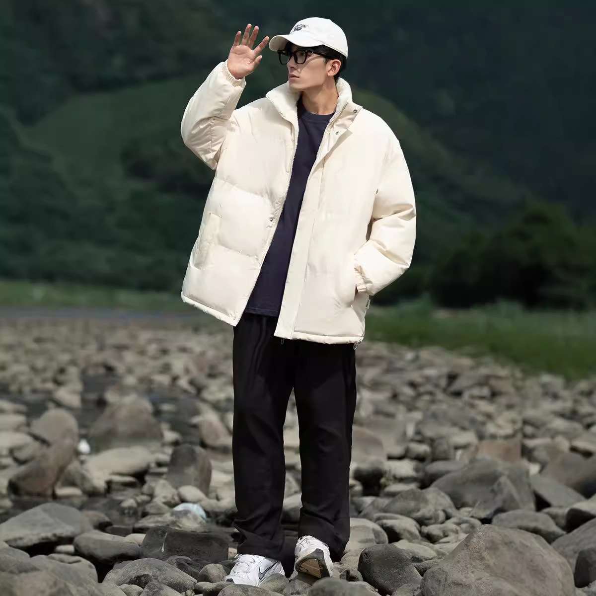 Veste à capuche épaisse en coton pour homme, manteau chaud et ample, tendance, hiver 2024_voghion.com
