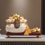 新中式陶瓷聚宝盆招财聚财摆件客厅酒柜办公室高档装饰品开业礼物