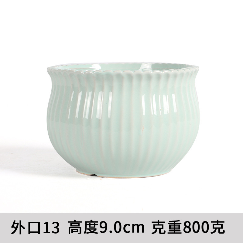 陶瓷花盆轻奢简约个性大口花盆室内办公室桌面桌台透气仙人球花盆|undefined