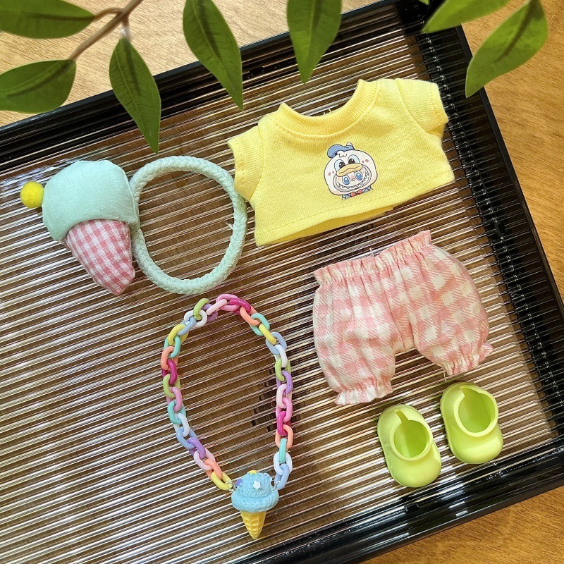仅衣服】夏日款17厘米Labubu娃衣拉布挂件一二代搪胶公仔换装套装|undefined