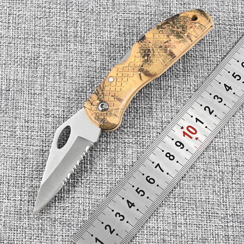 黄色ABS手柄户外折叠刀户外野营切割折叠刀地摊迷你水果刀礼品刀