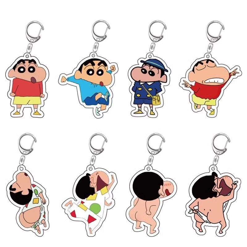 漫画饰品蜡笔小新钥匙扣亚克力汽车挂饰学生书包配饰卡通创意挂饰