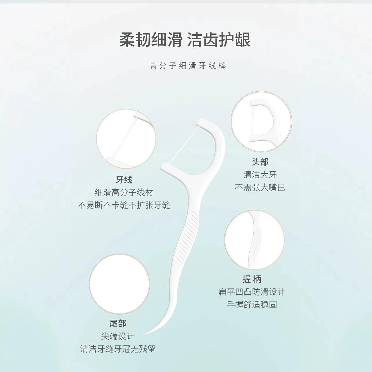 Dental floss, handheld elastic oral hygienic pack for home use