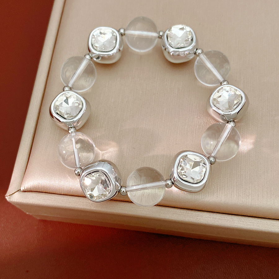 Collar redondo de cristal con cuentas de diamante ligero lujo nicho de alta calidad cadena de clavícula personalidad simple conjunto de joyería de moda image 9