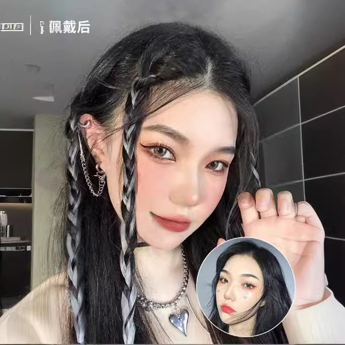 Colgar orejas teñido pelucca de una pieza de pelucca de estilo caliente chicas cool teñido pelucca de extensión de cabello gradiente